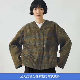 TOAST Kantha Tweed Cotton Jacket 女装无领刺子绣棉服