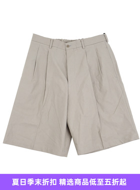 YOKO SAKAMOTO DOUBLE PLEATED SHORTS 丝棉混纺双摺宽松短裤