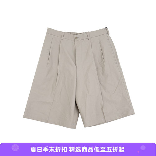 YOKO SAKAMOTO DOUBLE PLEATED SHORTS 丝棉混纺双摺宽松短裤