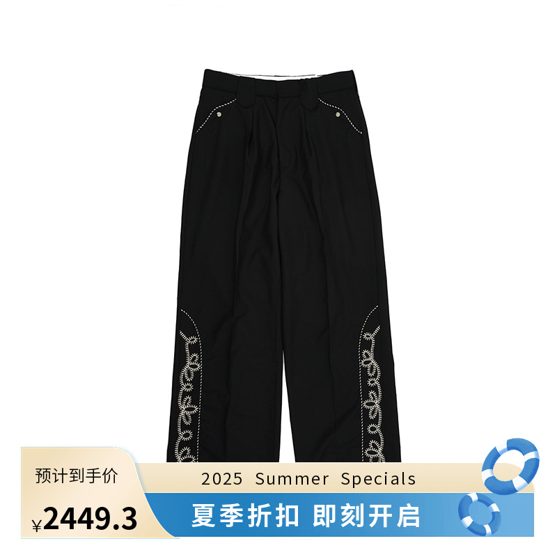 DAIRIKU刺绣羊毛阔腿裤