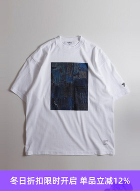 FDMTL PRINTED BORO TEE 拼接印花短袖圆领T恤