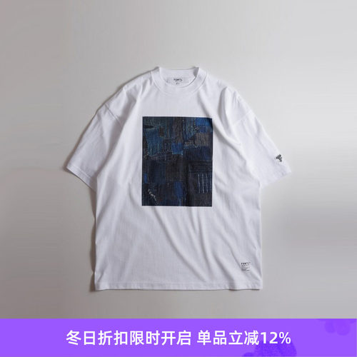 FDMTL PRINTED BORO TEE 拼接印花短袖圆领T恤