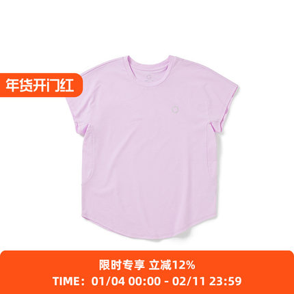 WHEELS and WIND 女式SOLOTEX吸水速干修身机能性圆领短袖T恤