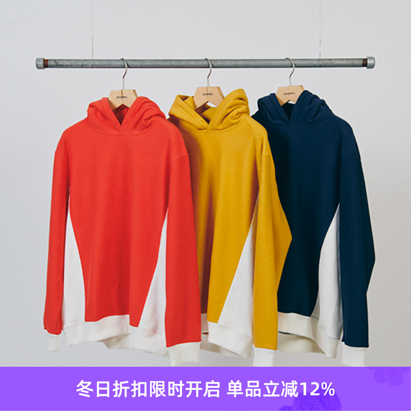 圆领卫衣侧条拼色连帽卫衣帽衫