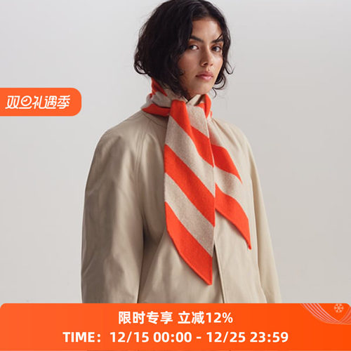 JO GORDON Small Diagonal Stripe Scarf 羊羔毛对角线条纹围巾
