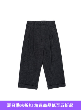 YOKO SAKAMOTO DOUBLE PLEATED CROPPED 羊毛羊绒混纺阔腿裤