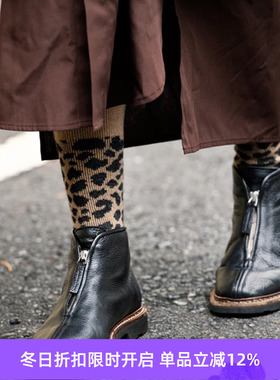 ROTOTO LEOPARD PATTERN MERINO 日本奈良制豹纹羊毛混纺针织袜子