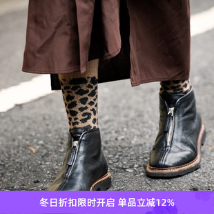 MERINO PATTERN 日本奈良制豹纹羊毛混纺针织袜子 LEOPARD ROTOTO
