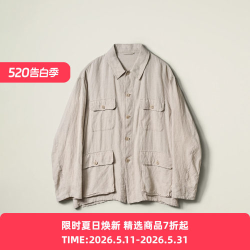 KAPTAIN SUNSHINE Safari Shirt Jacket 亚麻真丝混纺猎装夹克