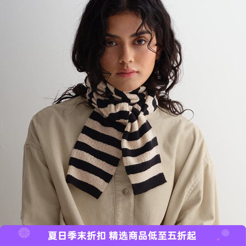 JO GORDON Small Pointelle Stripe Scarf 羊羔毛彩色条纹围巾