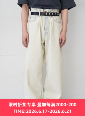 DAIRIKU Ice Wash W-Velt Wide Denim Pants冰雪洗水洗牛仔阔腿裤
