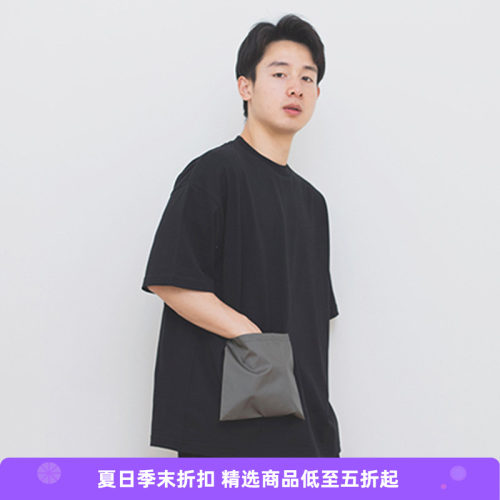 现货宽松拼色口袋短袖圆领t恤