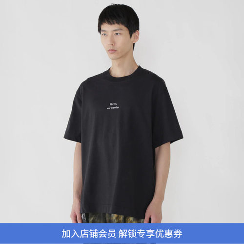 ROA x and wander LOGO printed T 联名款印花LOGO圆领短袖T恤