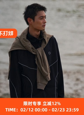 WHEELS and WIND 男女款 机能性反光嵌条运动立领外套