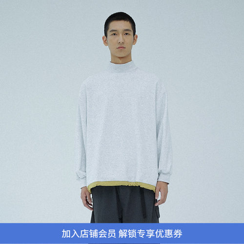 PRIMEE半高领拼接长袖T恤