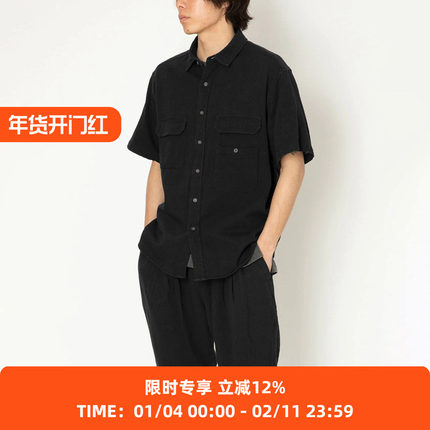 hobo ARTISAN S/S SHIRT 天然染色亚麻混纺短袖衬衫
