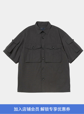 meanswhile Trinity Chambray Safari 机能性面料军事风短袖衬衫