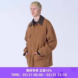 Jacket YOKE Coverall Melton 皮领羊绒羊毛混纺大衣外套 River