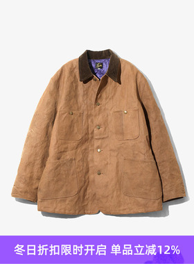 Needles Coverall 天然柿子染色做旧加工工装夹克 夹棉拼接领外套