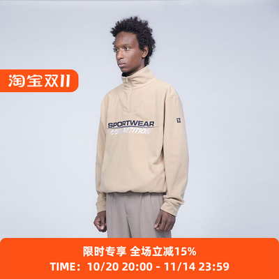 SOE复古半拉链套头宽松卫衣