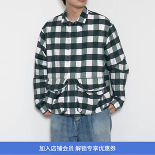 UNUSED Gingham checked jacket 超长棉编织立体口袋格子夹克外套