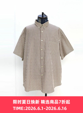 is-ness Tab Color Vent Short-Sleeve Shirt 宽松条纹短袖衬衫