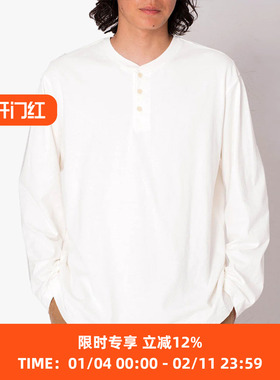 hobo L/S HENLEY NECK TEE COTTON 复古水洗天竺棉亨利领长袖T恤