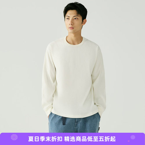 WHEELS and WIND 男女日本帝人机能性吸湿速干华夫格长袖圆领T恤