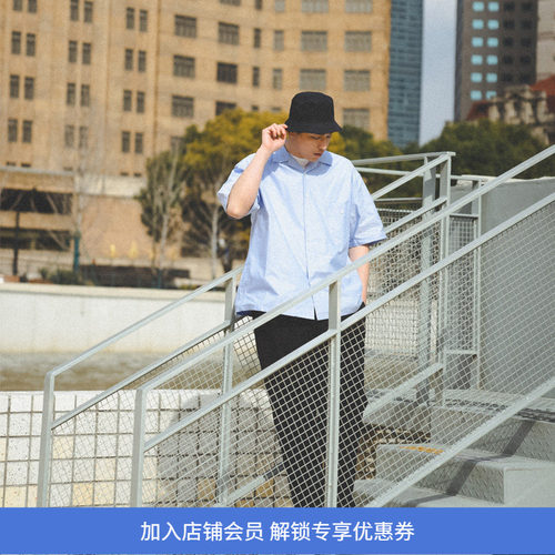 PRIMEE宽松工装短袖翻领衬衫