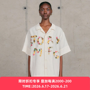 Story mfg GREETINGS SHIRT 男女款手工刺绣拼贴宽松短袖衬衫