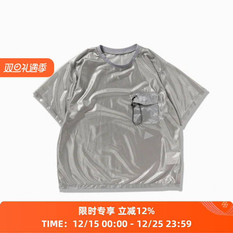 and wander silver mesh T 女装隔热防晒金属银网眼短袖T恤