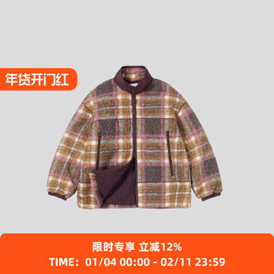 PRIMEE格子抓绒棉服外套