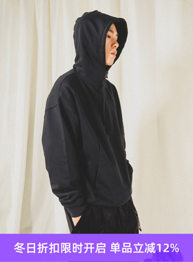PRIMEE ELBOW PATCHED PULL OVER HOODY 工事风连帽卫衣 纯色帽衫
