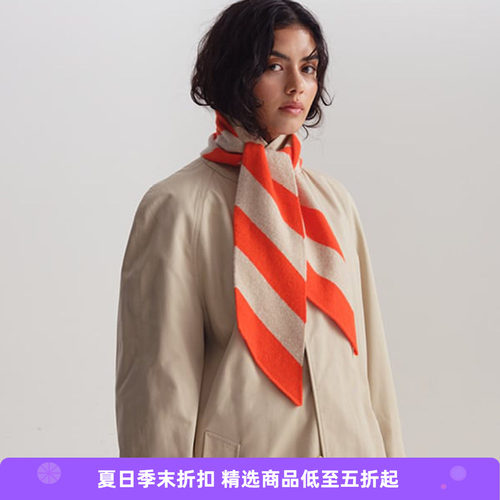 JO GORDON Small Diagonal Stripe Scarf 羊羔毛对角线条纹围巾