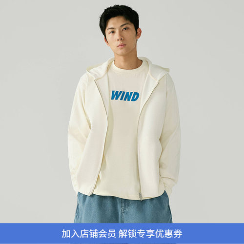 WHEELS and WIND 男女日本帝人机能性吸湿速干华夫格连帽拉链卫衣
