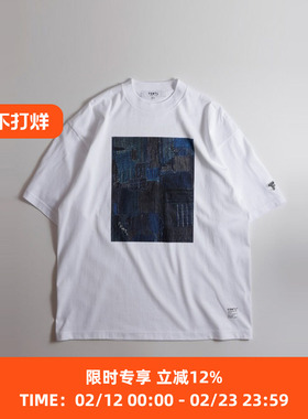 FDMTL PRINTED BORO TEE 拼接印花短袖圆领T恤