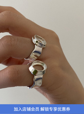 EnSage空心圆戒方形戒指