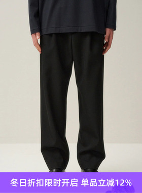 ATON BACK SATIN TAPERED PANTS 缎纹羊毛宽松锥形长裤