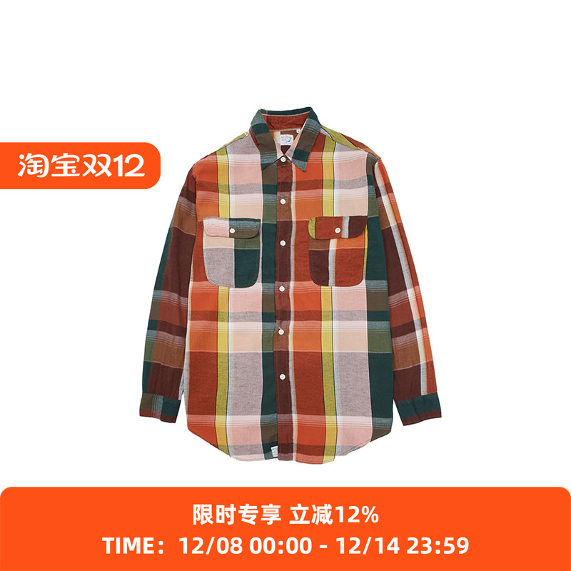 orslow工装长袖格子衬衫