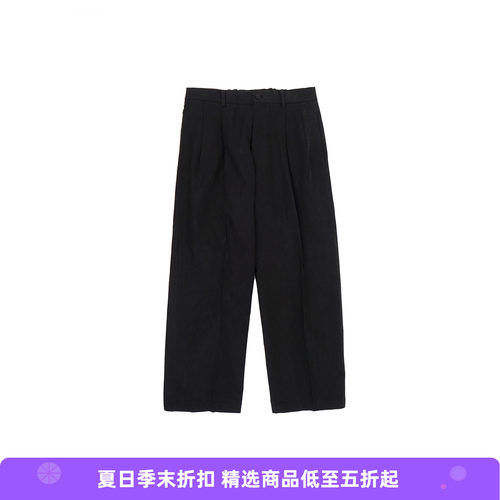 YOKO SAKAMOTO DOUBLE PLEATED TROUSERS 丝棉混纺双摺宽松长裤