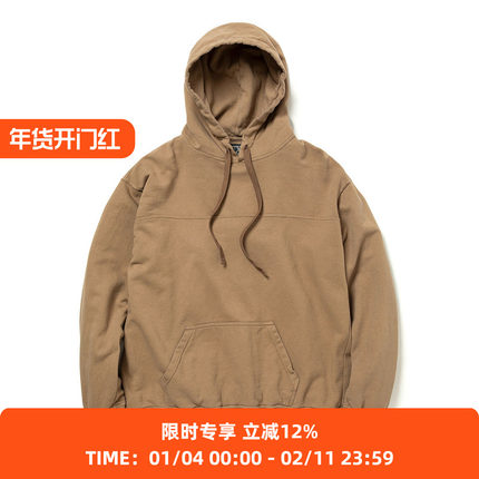 hobo L/S HOODY 日本职人制天然染色水洗天竺棉复古连帽卫衣帽衫