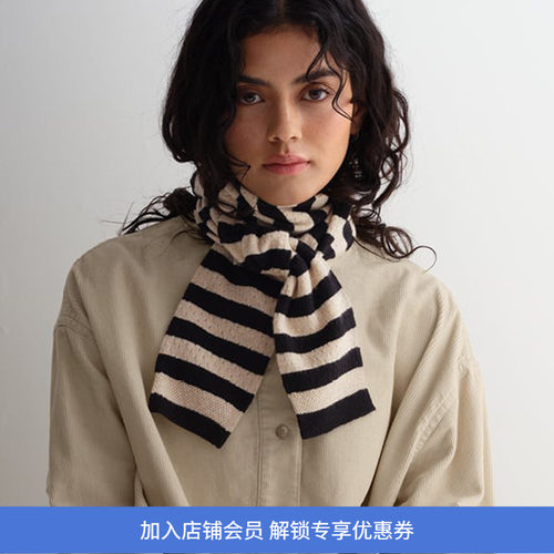 JO GORDON Small Pointelle Stripe Scarf 羊羔毛彩色条纹围巾