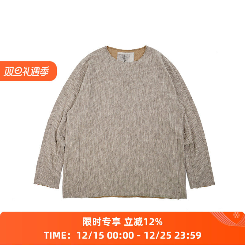 山也 郝 毛棉双面圆领长袖T恤