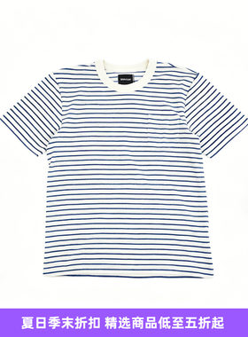 Howlin PSYCHO KILLER 比利时制男装针织条纹圆领短袖毛巾T恤