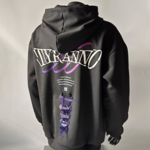 seal原创紫色恐龙联组碎裂版400g高品质重磅宽松兜帽卫衣