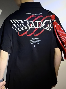 鸟联组潮流可拆卸拼装特摄夏季薄款美式宽松男女百搭短袖衬衫