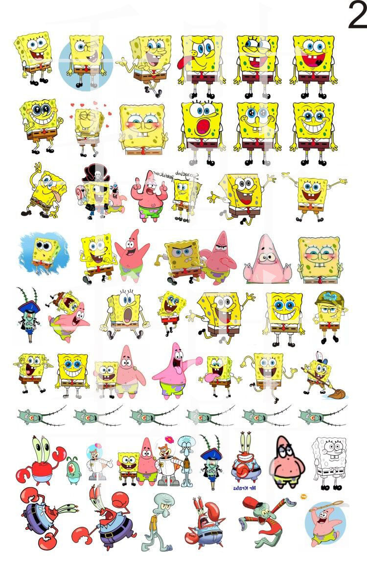卡通海绵宝宝纹身贴防水持久男女儿童动漫逼真小图案可爱彩色贴纸
