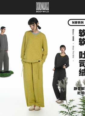 【保暖家居服】BODYWILD爱慕吐司绒N穿圆领长袖柔软男女同款ZBN41