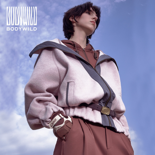 BODYWILD女士羊毛连帽保暖外套