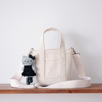 Faye手作硬挺迷你棉布斜跨托特包